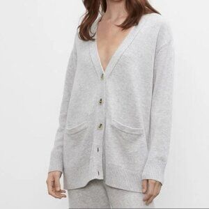 CLUB MONACO WOOL COTTON Signature Easy relaxed loose fit Cardigan sweater grey M